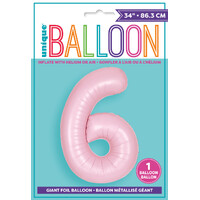 Pastel Matte Pink Number 6 Foil Balloon 86cm- alt image 0