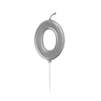 Mini Silver Numeral Pick Candles Number 0- alt image 0