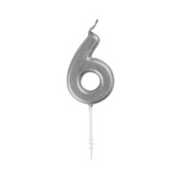 Mini Silver Numeral Pick Candles Number 6- alt image 0