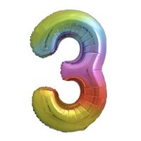 Rainbow Number 3 Foil Balloon 86cm- alt image 0