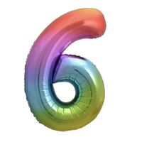 Rainbow Number 6 Foil Balloon 86cm- alt image 0