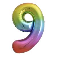 Rainbow Number 9 Foil Balloon 86cm- alt image 0