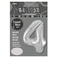 Silver 4 Number Foil Balloon 86cm- alt image 0