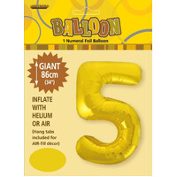 Gold 5 Number Foil Balloon 86cm- alt image 0