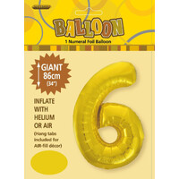 Gold 6 Number Foil Balloon 86cm- alt image 0