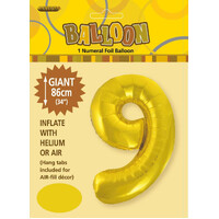 Gold 9 Number Foil Balloon 86cm- alt image 0