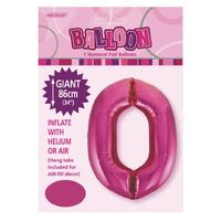 Hot Pink Number 0 Foil Balloon 86cm- alt image 0