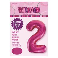 Hot Pink Number 2 Foil Balloon 86cm- alt image 0