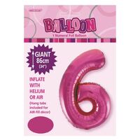 Hot Pink Number 6 Foil Balloon 86cm- alt image 0