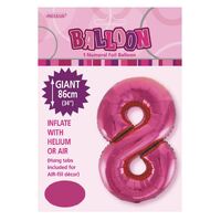 Hot Pink Number 8 Foil Balloon 86cm- alt image 0