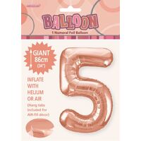 Rose Gold Number 5 Foil Balloon 86cm- alt image 0