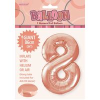 Rose Gold Number 8 Foil Balloon 86cm- alt image 0