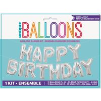 Happy Birthday Silver Foil Letter Balloon Kit 35.5cm- alt image 0