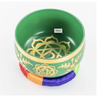 Green 13cm Diameter Tibetan Singing Bowl in Bright Colours Brass- alt image 0