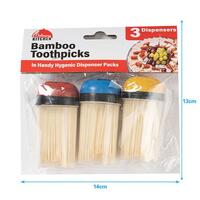 Bamboo Toothpicks 3 Dispensers- alt image 0