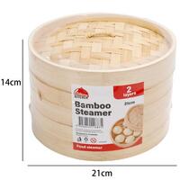 Bamboo Steamer 2 Layer 21cm- alt image 0