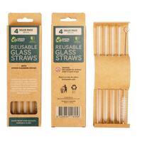 Eco Reusable Glass Straws 20cm - 4 Pack- alt image 0