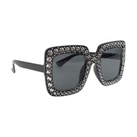 Black Blinged Square Party Glasses- alt image 0