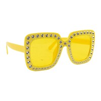 Yellow Blinged Square Party Glasses- alt image 0