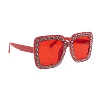 Red Blinged Square Party Glasses- alt image 0