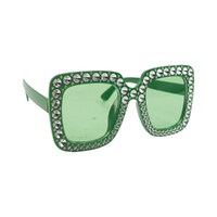 Green Blinged Square Party Glasses- alt image 0