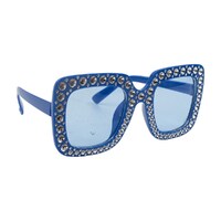 Blue Blinged Square Party Glasses- alt image 0