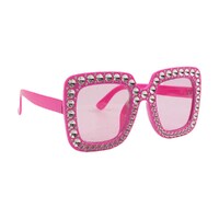 Pink Blinged Square Party Glasses- alt image 0