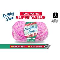 Knitting Yarn 100% Acrylic 8ply 100g Multi Colour Pink Mix- alt image 0