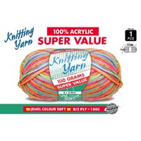 Knitting Yarn 100% Acrylic 8ply 100g Jewel Colour Mix- alt image 0