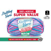 Knitting Yarn 100% Acrylic 8ply 100g Fairy Floss Mix- alt image 0