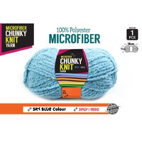 Chunky Knitting Wool/Yarn 100G - Sky Blue - 3 Ply Microfiber 100% Polyester- alt image 0