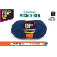 Chunky Knitting Wool/Yarn 100G - Blue - 3 Ply Microfiber 100% Polyester- alt image 0