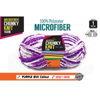 Chunky Knitting Wool/Yarn 100G - Purple Mix - 3 Ply Microfiber 100% Polyester- alt image 0