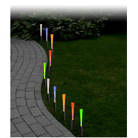 Solar LED 20 Pack Garden Fibreoptic Path Lights Multi Colour- alt image 0