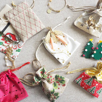 Christmas Fabric Bag 10 x 12.5cm - Santa 2 Pack- alt image 0