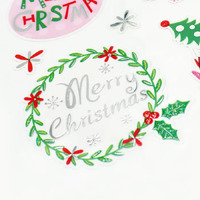 Christmas Foil Stickers - Merry Christmas Wreath - 1 Sheet- alt image 0