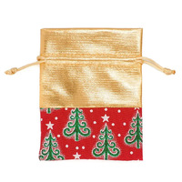 Christmas Fabric Bag 10 x 12.5cm - Gold Trees 2 Pack- alt image 0