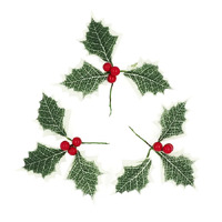 Large Holly Leaf & Red Berry 4 Pack- alt image 0