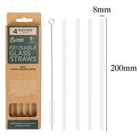 Eco Reusable Glass Straws 20cm - 4 Pack- alt image 1