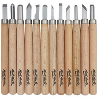 Mont Marte Premium Wood Carving Chisel Kit Set 12pc - Tool Set Craft Sculpting Linocut- alt image 1