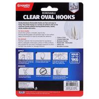 Removable Hooks Oval Clear Plastic 33mm x 23mm 4pk- alt image 2