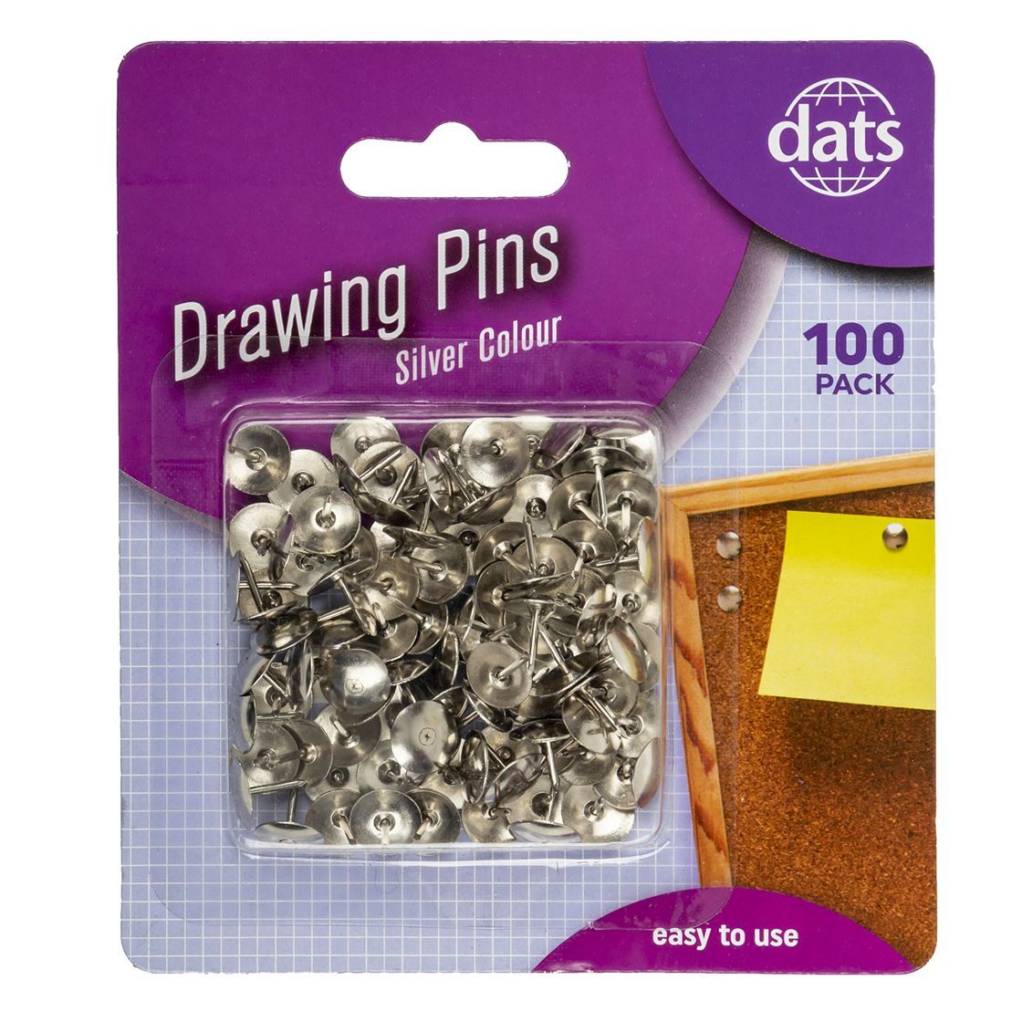 Dats Drawing Pins 100 Pack Silver Buy Stationery And Office