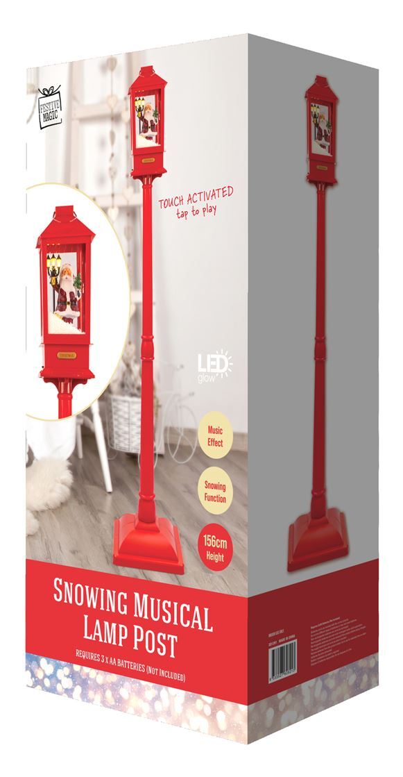 musical led snowing lamp post