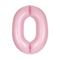 Pastel Matte Pink Number 0 Foil Balloon 86cm- main image