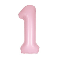 Pastel Matte Pink Number 1 Foil Balloon 86cm- main image