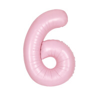 Pastel Matte Pink Number 6 Foil Balloon 86cm- main image