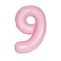 Pastel Matte Pink Number 9 Foil Balloon 86cm- main image