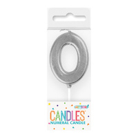 Mini Silver Numeral Pick Candles Number 0- main image