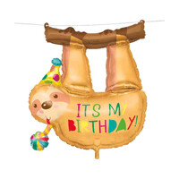 Hanging Sloth "It's My Birthday" Foil Balloon With Twine 71cm- main image