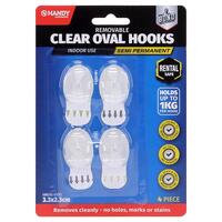 Removable Hooks Oval Clear Plastic 33mm x 23mm 4pk- main image